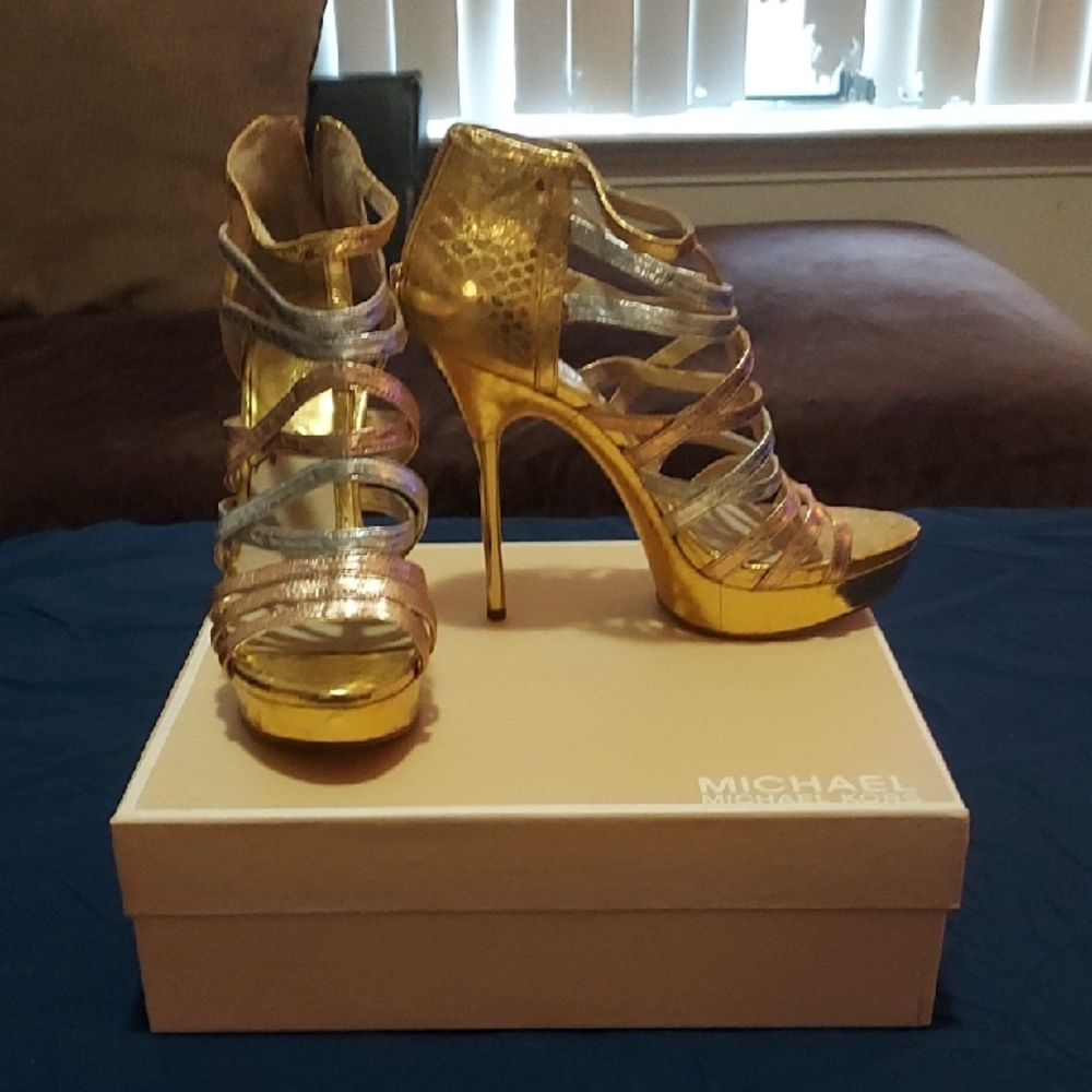 Michael Kors Gold Gladiator Heels